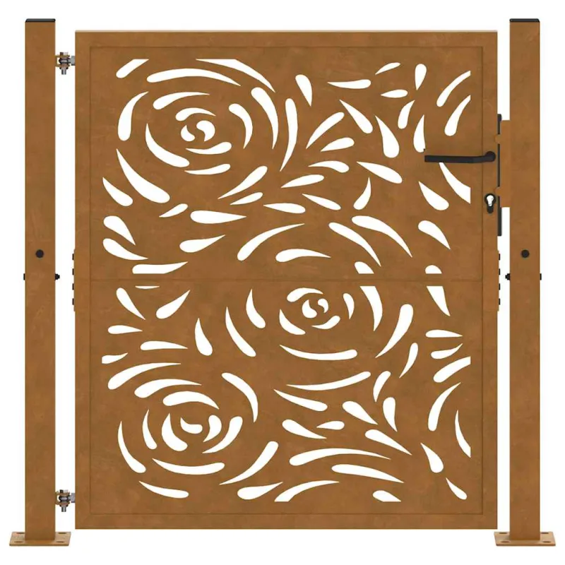Sodo vartai, 100x100 cm, atsparūs oro sąlygoms, plienas, liepsnos raštas