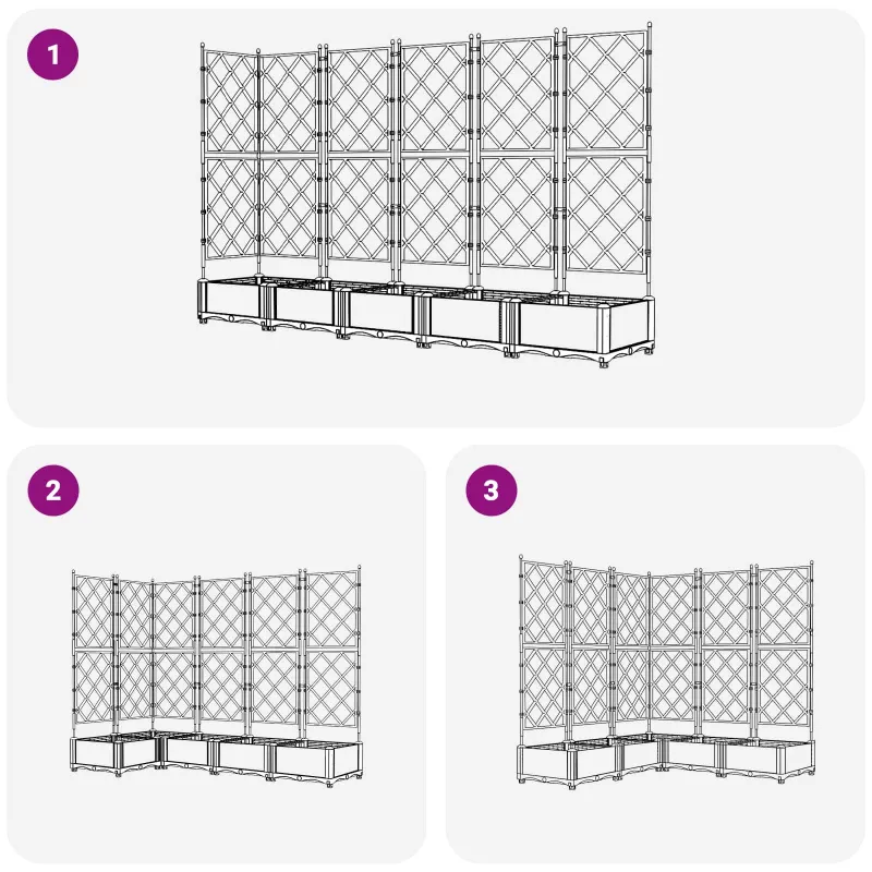 Sodo vazonas 5 pcs Pilka 120 x 120 x 125,5 cm Plastmasė