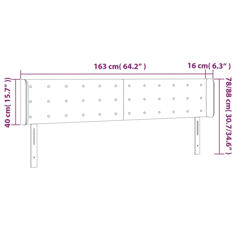 Galvūgalis su LED, kapučino spalvos, 163x16x78/88cm