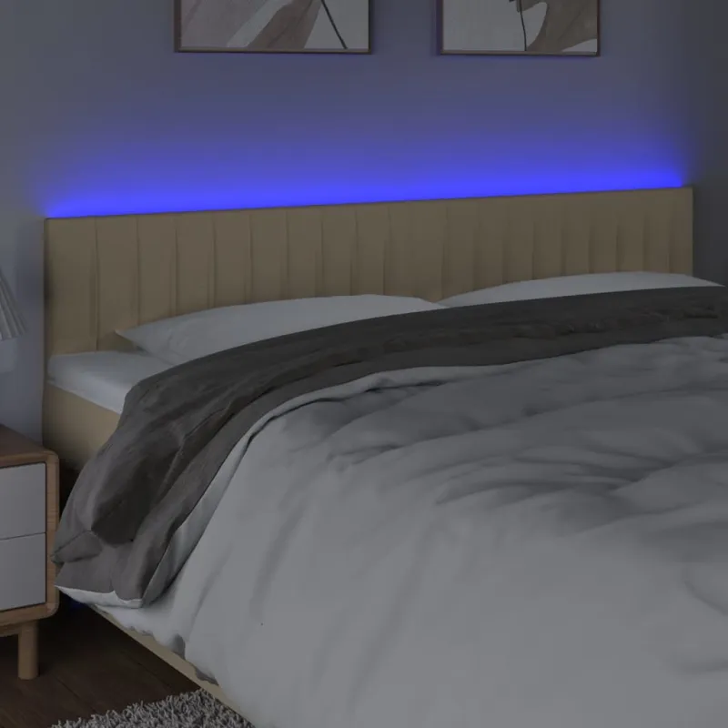 Galvūgalis su LED, kreminės spalvos, 160x5x78/88cm, audinys