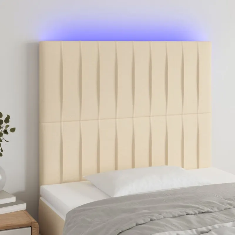 Galvūgalis su LED, kreminės spalvos, 80x5x118/128cm, audinys
