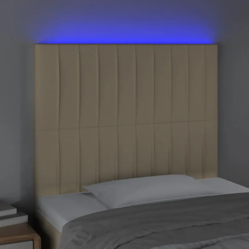 Galvūgalis su LED, kreminės spalvos, 80x5x118/128cm, audinys