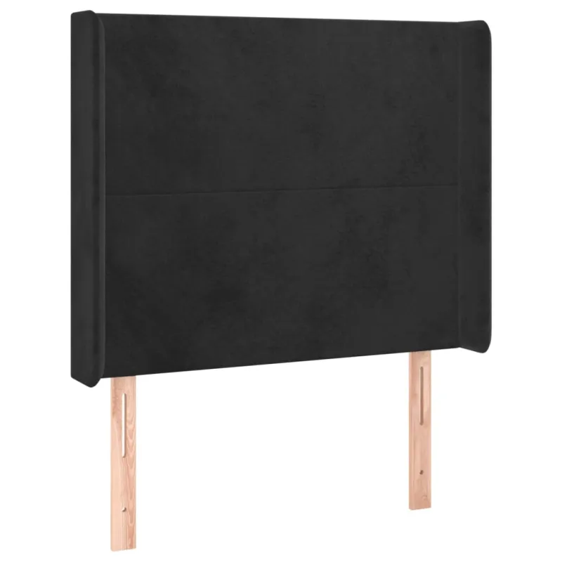 Galvūgalis su LED, juodos spalvos, 93x16x118/128cm, aksomas