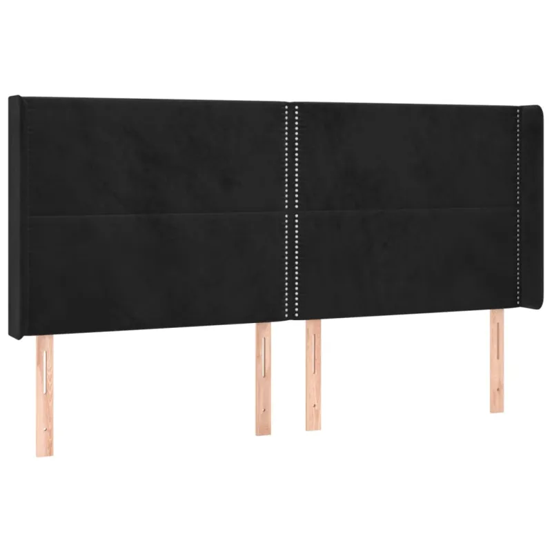 Galvūgalis su LED, juodos spalvos, 183x16x118/128cm, aksomas