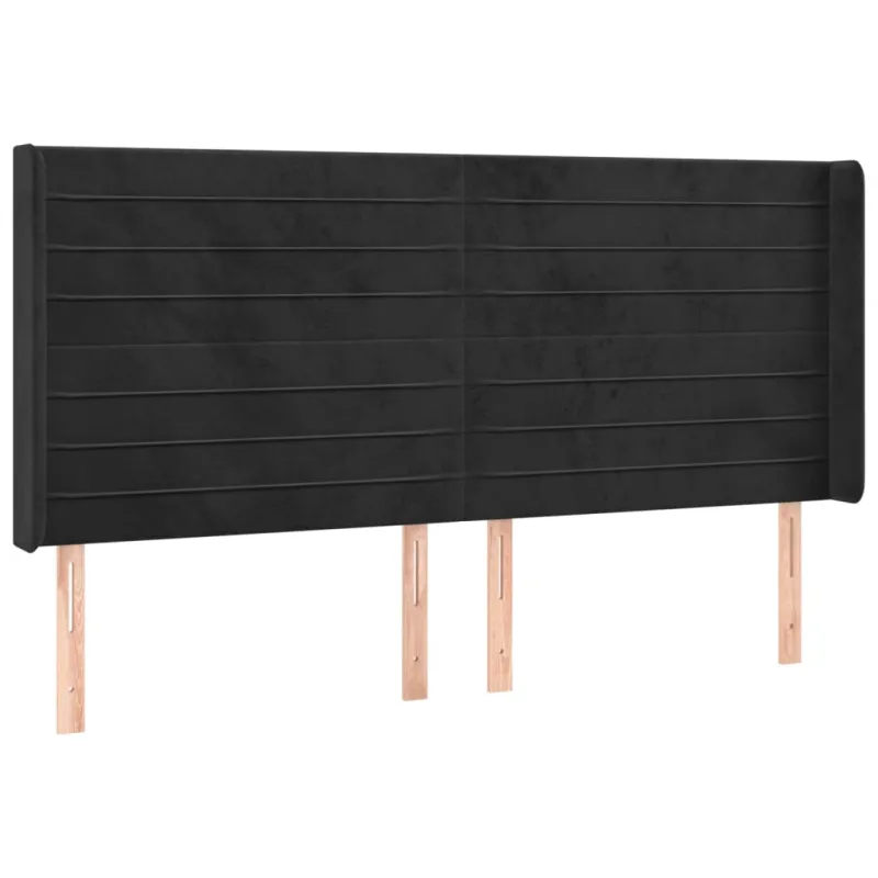 Galvūgalis su LED, juodos spalvos, 203x16x118/128cm, aksomas