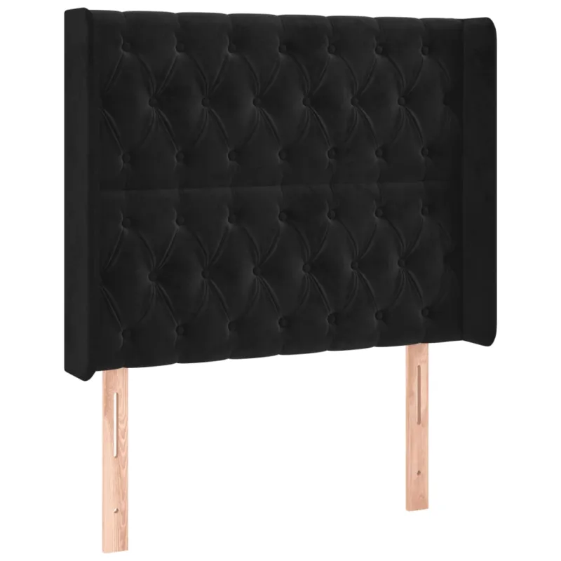 Galvūgalis su LED, juodos spalvos, 103x16x118/128cm, aksomas