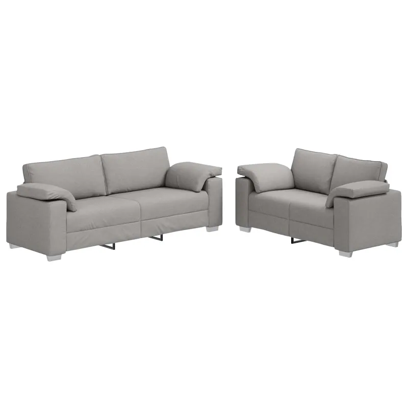 Sofa 2 pcs Debesų pilka 219 x 80 x 82 cm audinys