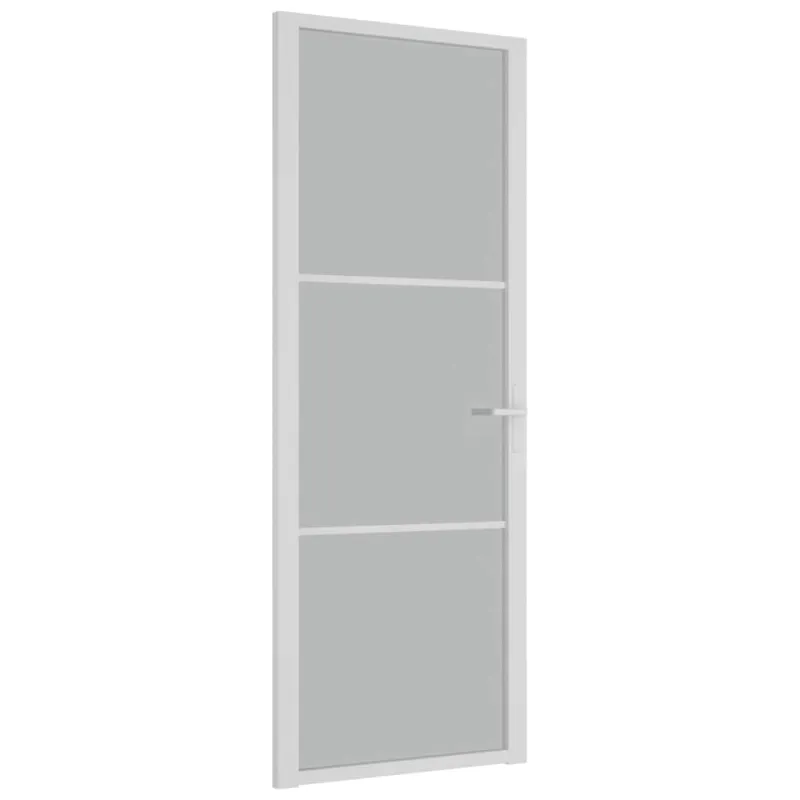Vidaus durys, baltos, 76x201,5cm, matinis stiklas ir aliuminis