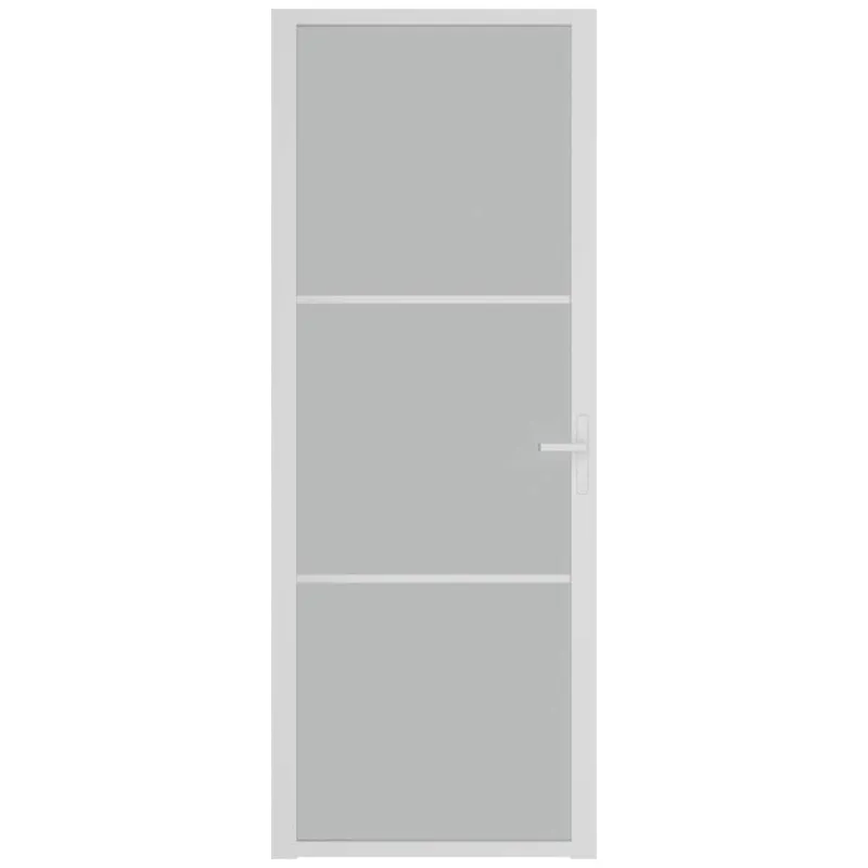 Vidaus durys, baltos, 76x201,5cm, matinis stiklas ir aliuminis