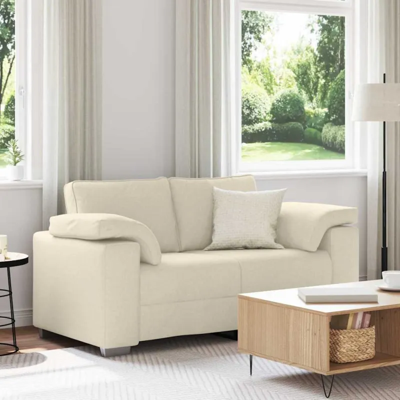 Dvitaškė sofa Smėlio 160 cm Lino mišinio audinys