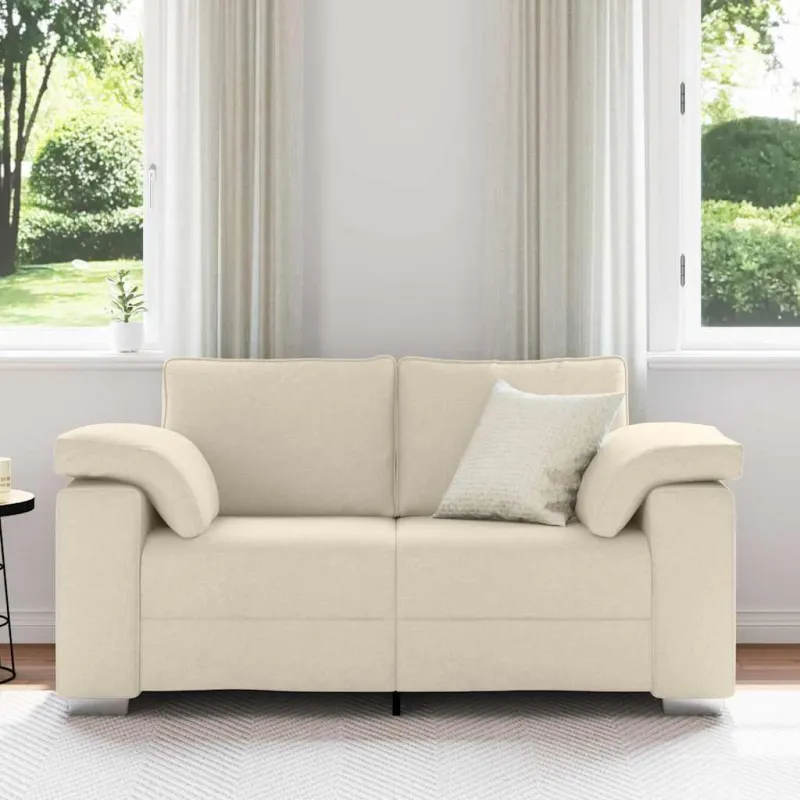 Dvitaškė sofa Smėlio 160 cm Lino mišinio audinys