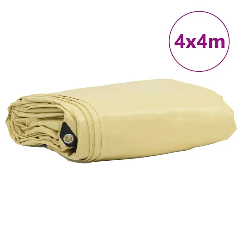 Tentinis audinys 650g / m² Smėlio 4 x 4 m Drobė su PVC danga