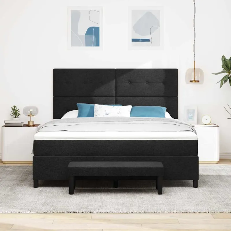 Kiemas lova su čiužiniu Juoda 180 x 200 cm audinys
