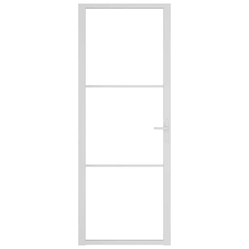 Vidaus durys, baltos, 76x201,5cm, ESG stiklas ir aliuminis