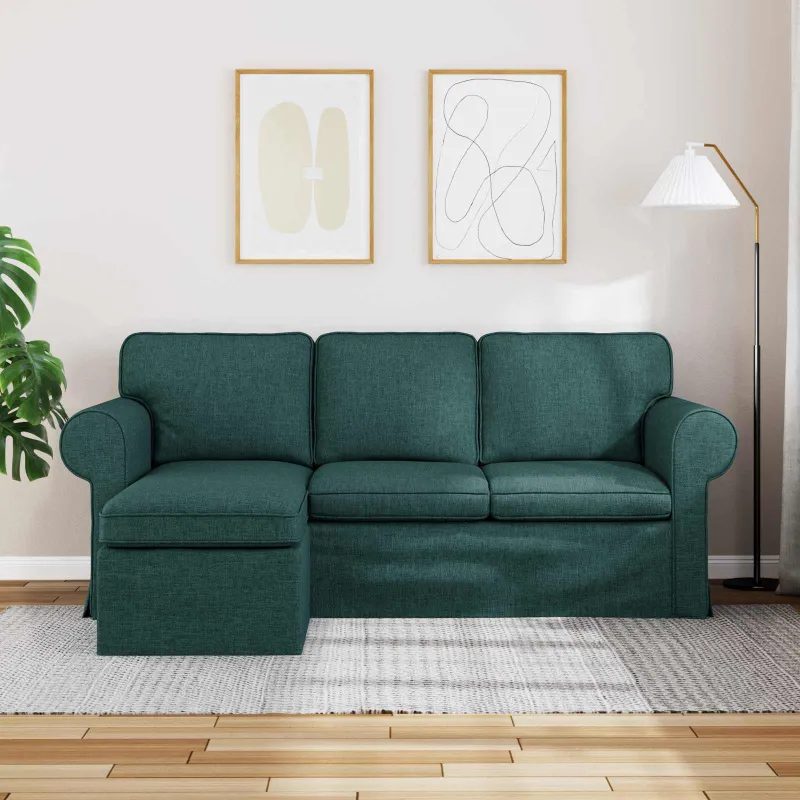 Sofa Tamsiai žalia 195 x 138 x 80 cm audinys