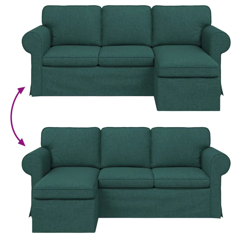 Sofa Tamsiai žalia 195 x 138 x 80 cm audinys