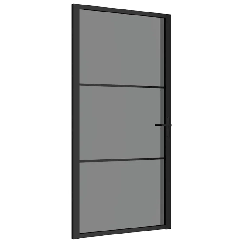 Vidaus durys, juodos, 102,5x201,5cm, ESG stiklas ir aliuminis