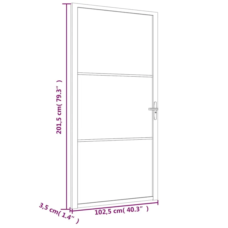 Vidaus durys, juodos, 102,5x201,5cm, ESG stiklas ir aliuminis