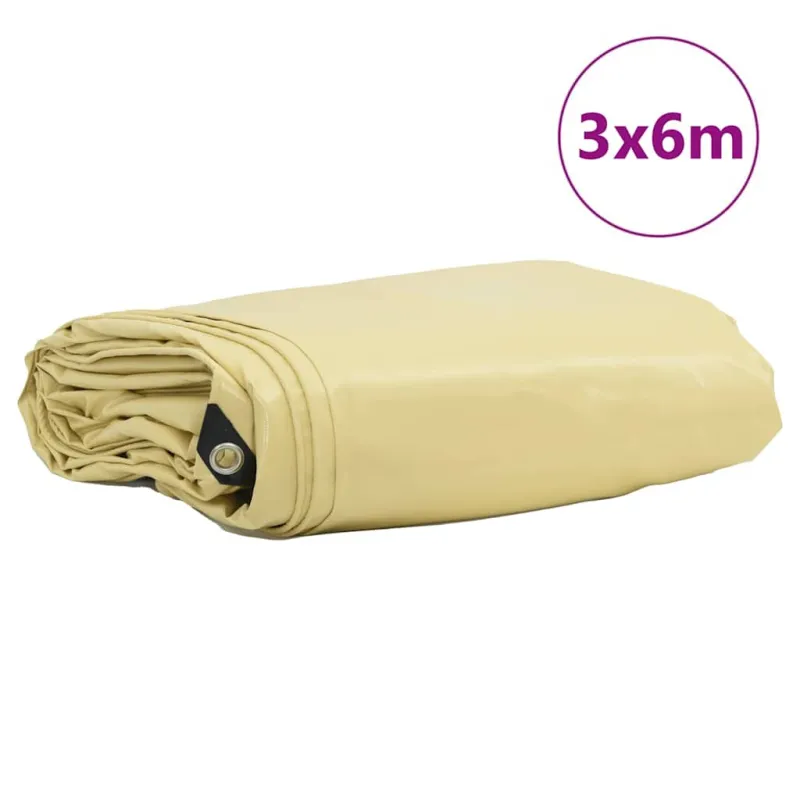 Tentinis audinys 650g / m² Smėlio 3 x 6 m Drobė su PVC danga