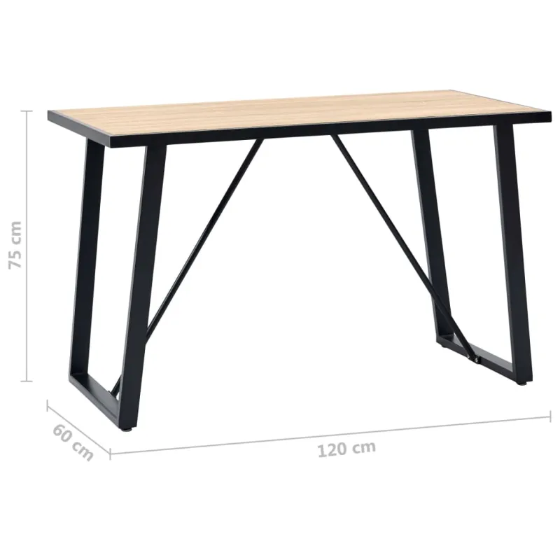 Valgomojo stalas, ąžuolo spalvos, 120x60x75cm, MDF