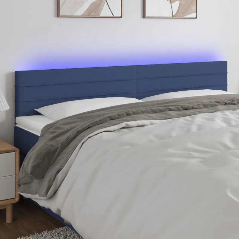 Galvūgalis su LED, mėlynos spalvos, 160x5x78/88cm, audinys