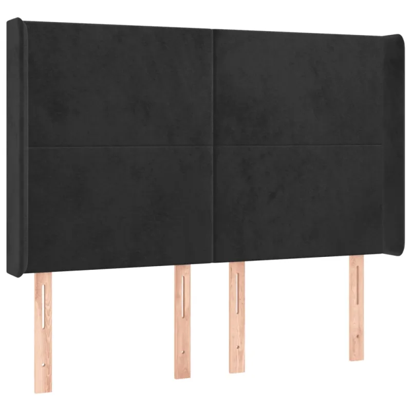 Galvūgalis su LED, juodos spalvos, 147x16x118/128cm, aksomas