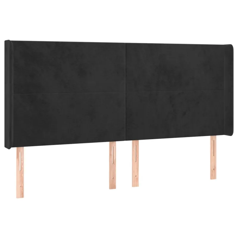 Galvūgalis su LED, juodos spalvos, 163x16x118/128cm, aksomas