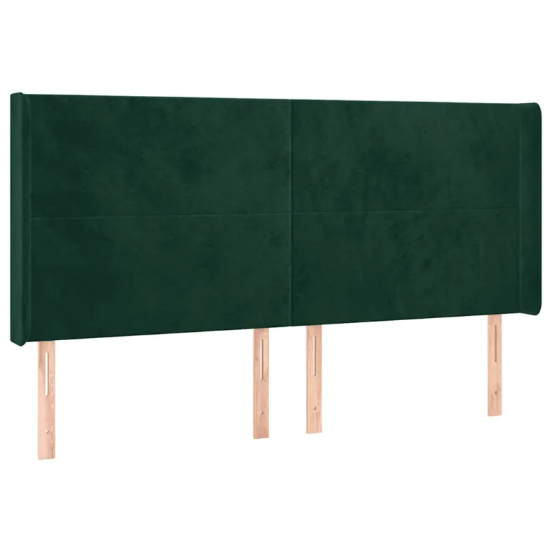 Galvūgalis su LED, tamsiai žalias, 163x16x118/128cm, aksomas
