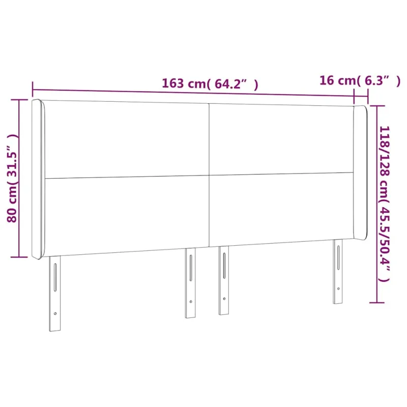 Galvūgalis su LED, tamsiai žalias, 163x16x118/128cm, aksomas