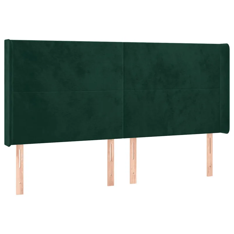 Galvūgalis su LED, tamsiai žalias, 203x16x118/128cm, aksomas