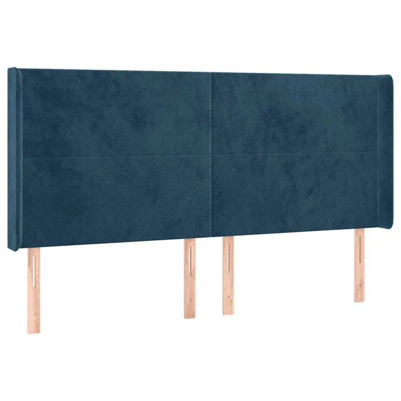 Galvūgalis su LED, tamsiai mėlynas, 203x16x118/128cm, aksomas