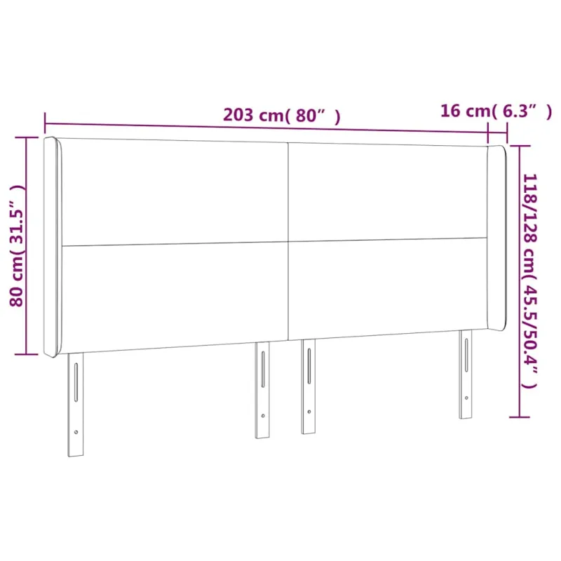 Galvūgalis su LED, tamsiai mėlynas, 203x16x118/128cm, aksomas