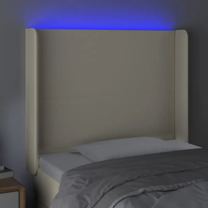 Galvūgalis su LED, kreminės spalvos, 83x16x118/128 cm