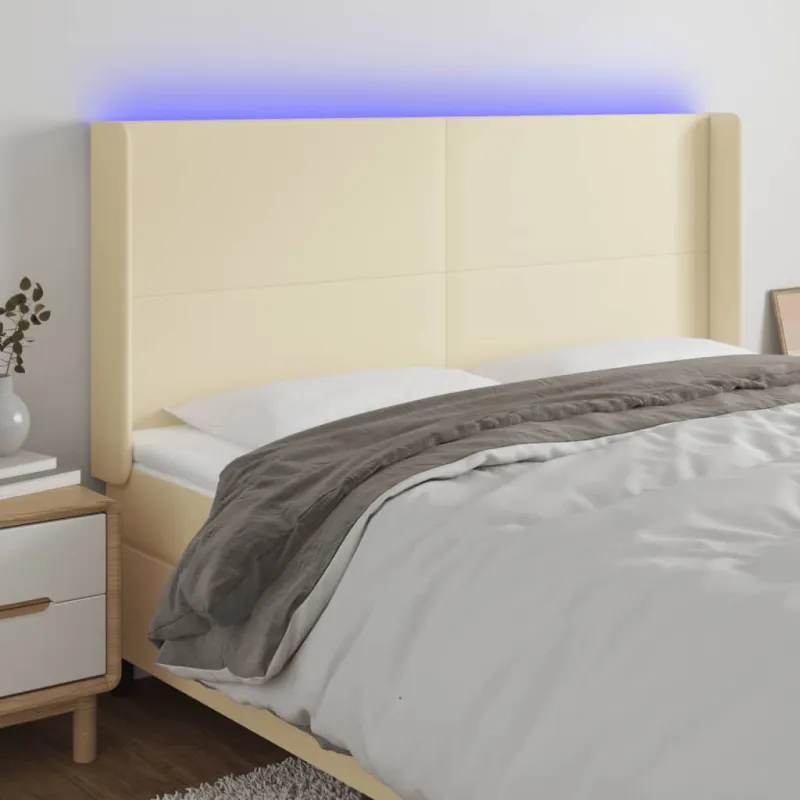 Galvūgalis su LED, kreminės spalvos, 163x16x118/128 cm