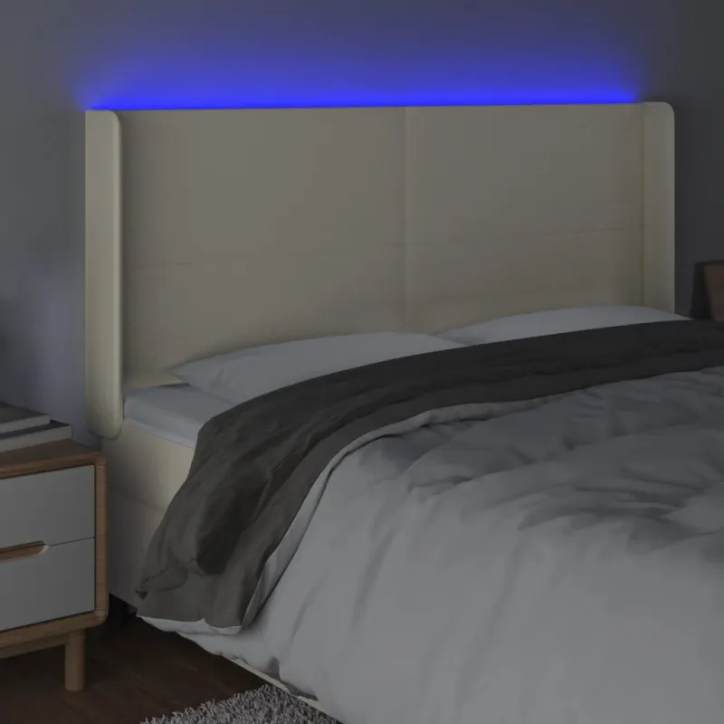 Galvūgalis su LED, kreminės spalvos, 163x16x118/128 cm