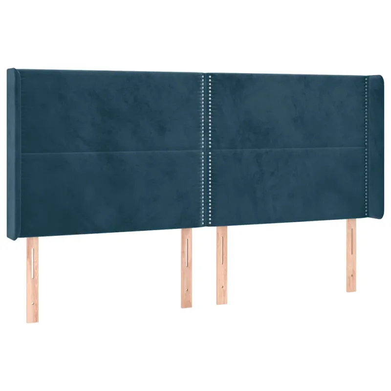 Galvūgalis su LED, tamsiai mėlynas, 203x16x118/128cm, aksomas