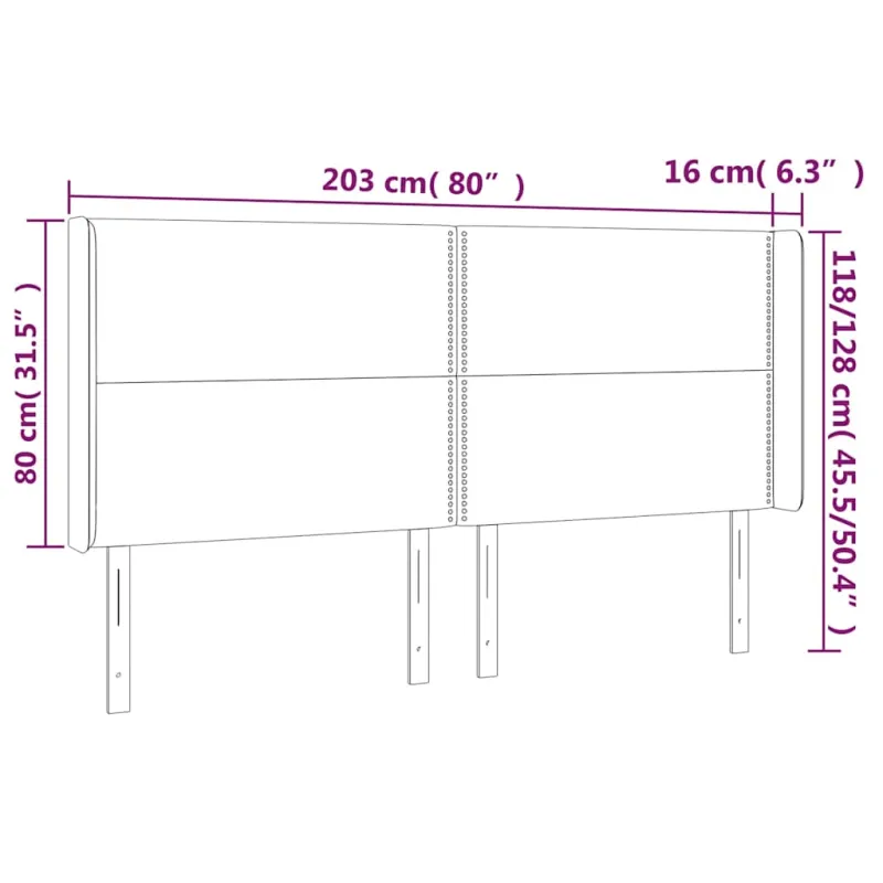 Galvūgalis su LED, tamsiai mėlynas, 203x16x118/128cm, aksomas
