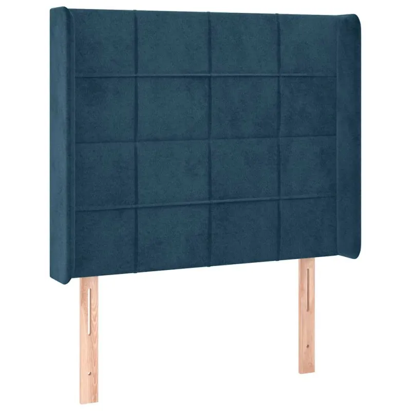 Galvūgalis su LED, tamsiai mėlynas, 93x16x118/128cm, aksomas