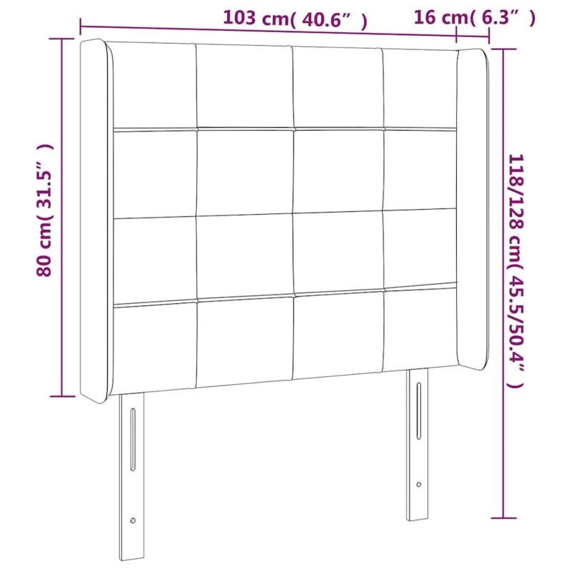 Galvūgalis su LED, tamsiai žalias, 103x16x118/128cm, aksomas