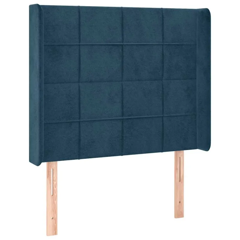 Galvūgalis su LED, tamsiai mėlynas, 103x16x118/128cm, aksomas