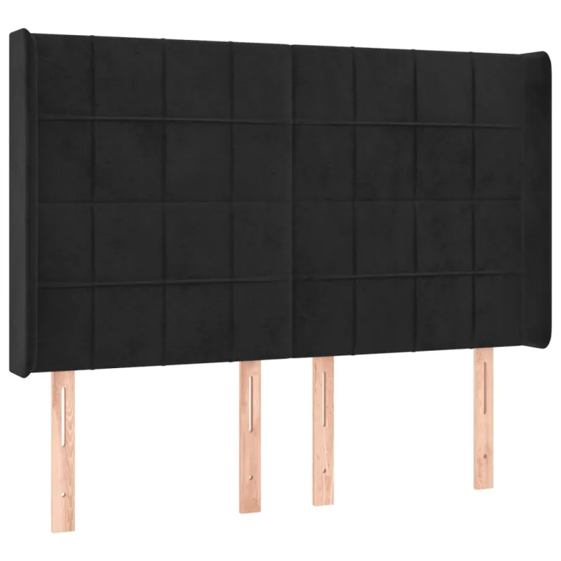 Galvūgalis su LED, juodos spalvos, 147x16x118/128cm, aksomas