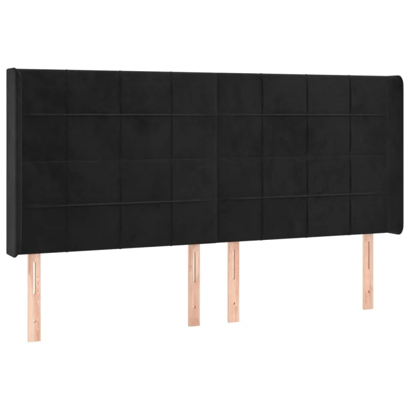 Galvūgalis su LED, juodos spalvos, 183x16x118/128cm, aksomas