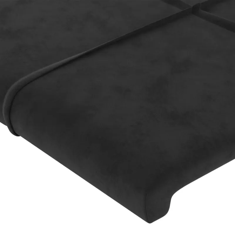 Galvūgalis su LED, juodos spalvos, 203x16x118/128cm, aksomas
