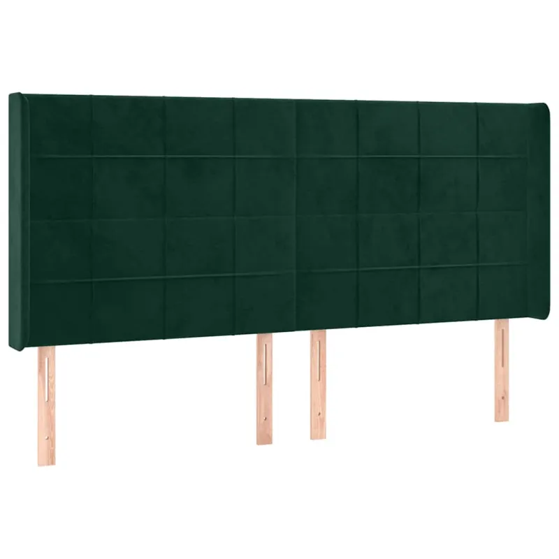 Galvūgalis su LED, tamsiai žalias, 203x16x118/128cm, aksomas