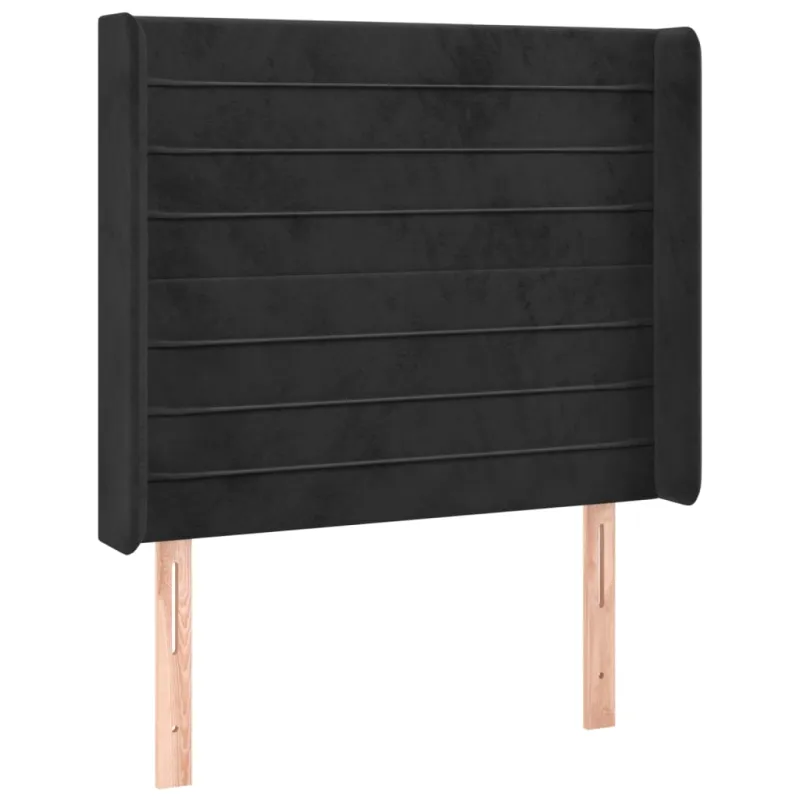Galvūgalis su LED, juodos spalvos, 83x16x118/128cm, aksomas