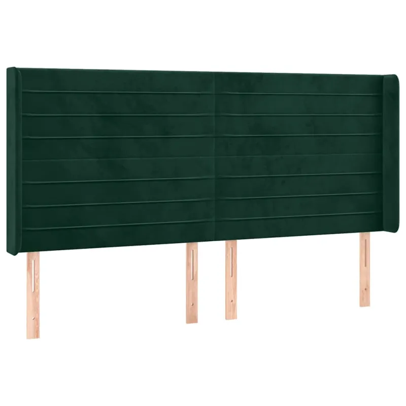 Galvūgalis su LED, tamsiai žalias, 203x16x118/128cm, aksomas