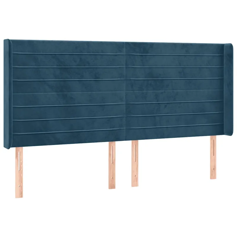Galvūgalis su LED, tamsiai mėlynas, 203x16x118/128cm, aksomas