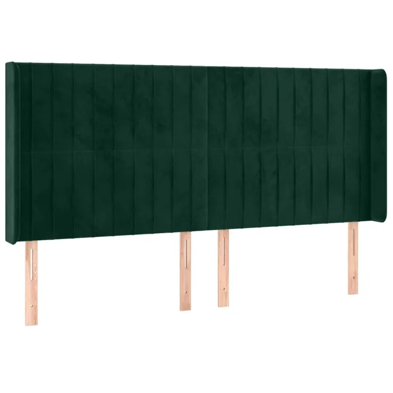 Galvūgalis su LED, tamsiai žalias, 163x16x118/128cm, aksomas