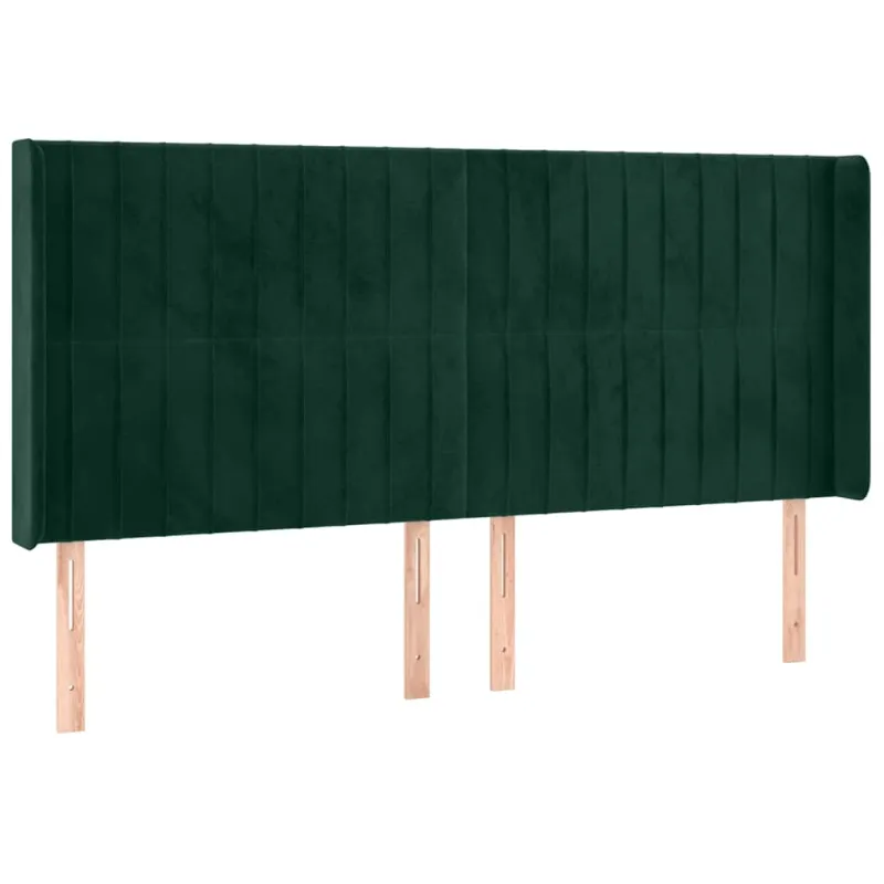 Galvūgalis su LED, tamsiai žalias, 183x16x118/128cm, aksomas