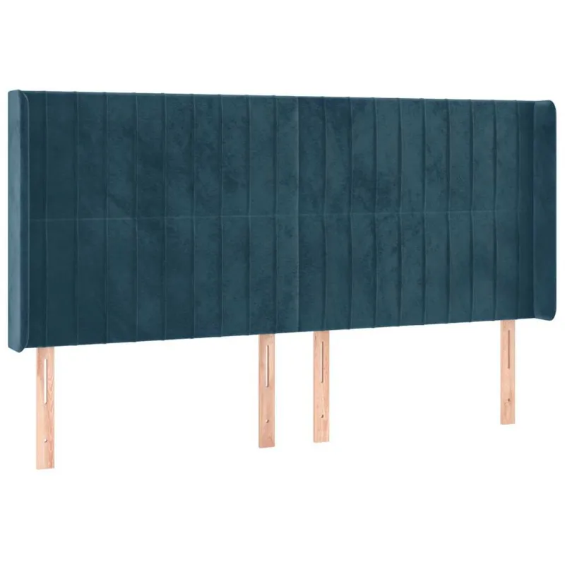 Galvūgalis su LED, tamsiai mėlynas, 183x16x118/128cm, aksomas
